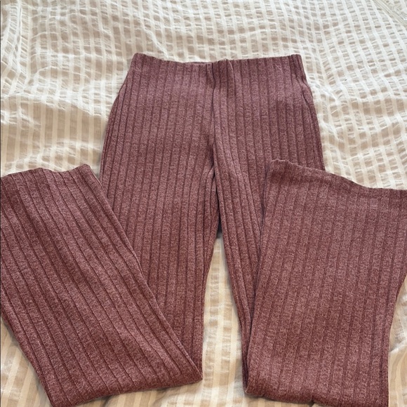 ZARA Ribbed Knit Flare Pant in Mauve - Picture 5 of 5
